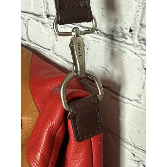 Fossil Dawson Leather Foldover Tote Red/Gold/Burgandy ZB6655995, Excellent, Soft - Picture 11 of 11